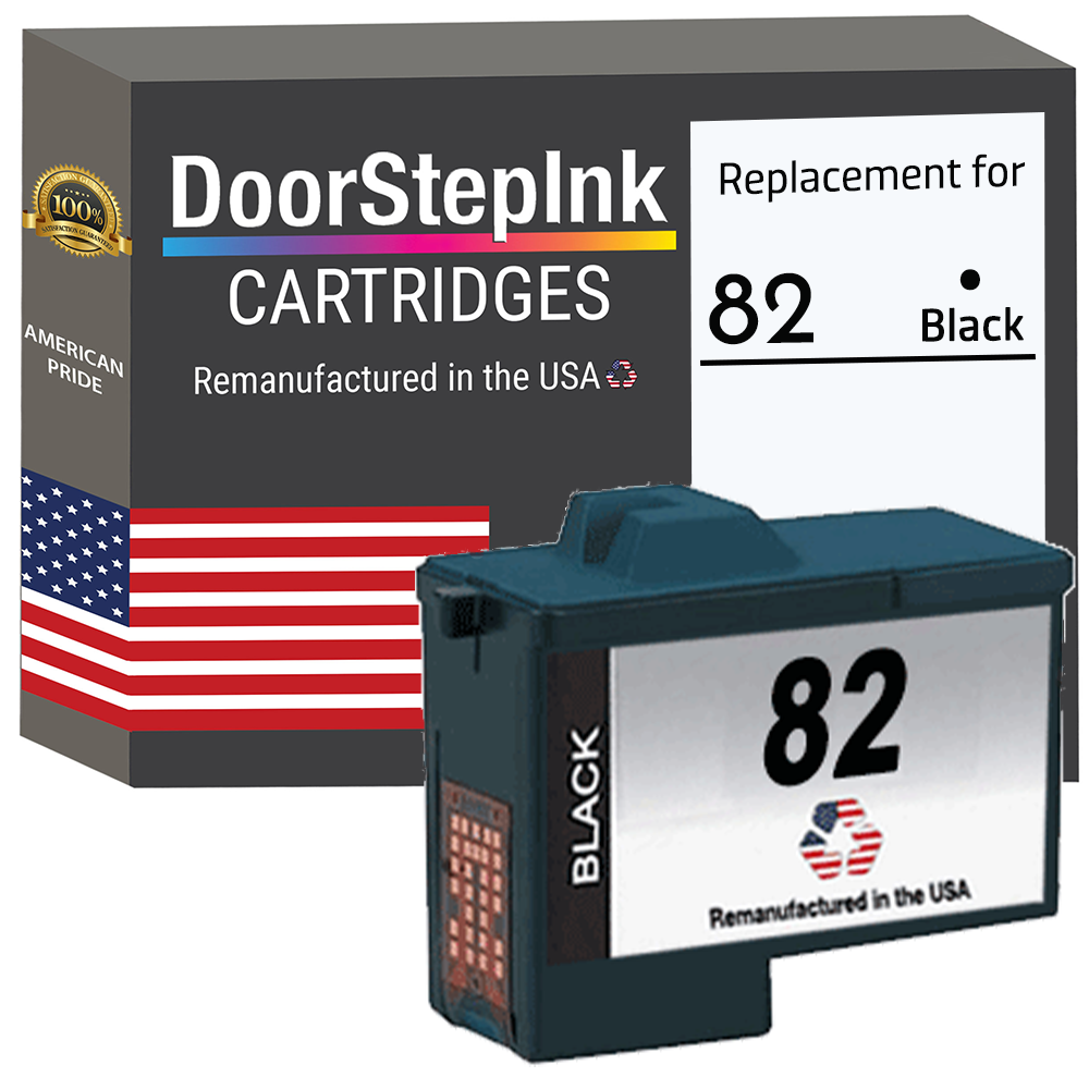 DoorStepInk Brand for Lexmark #82 Black Remanufactured in the USA Ink Cartridge, 18L0032-0