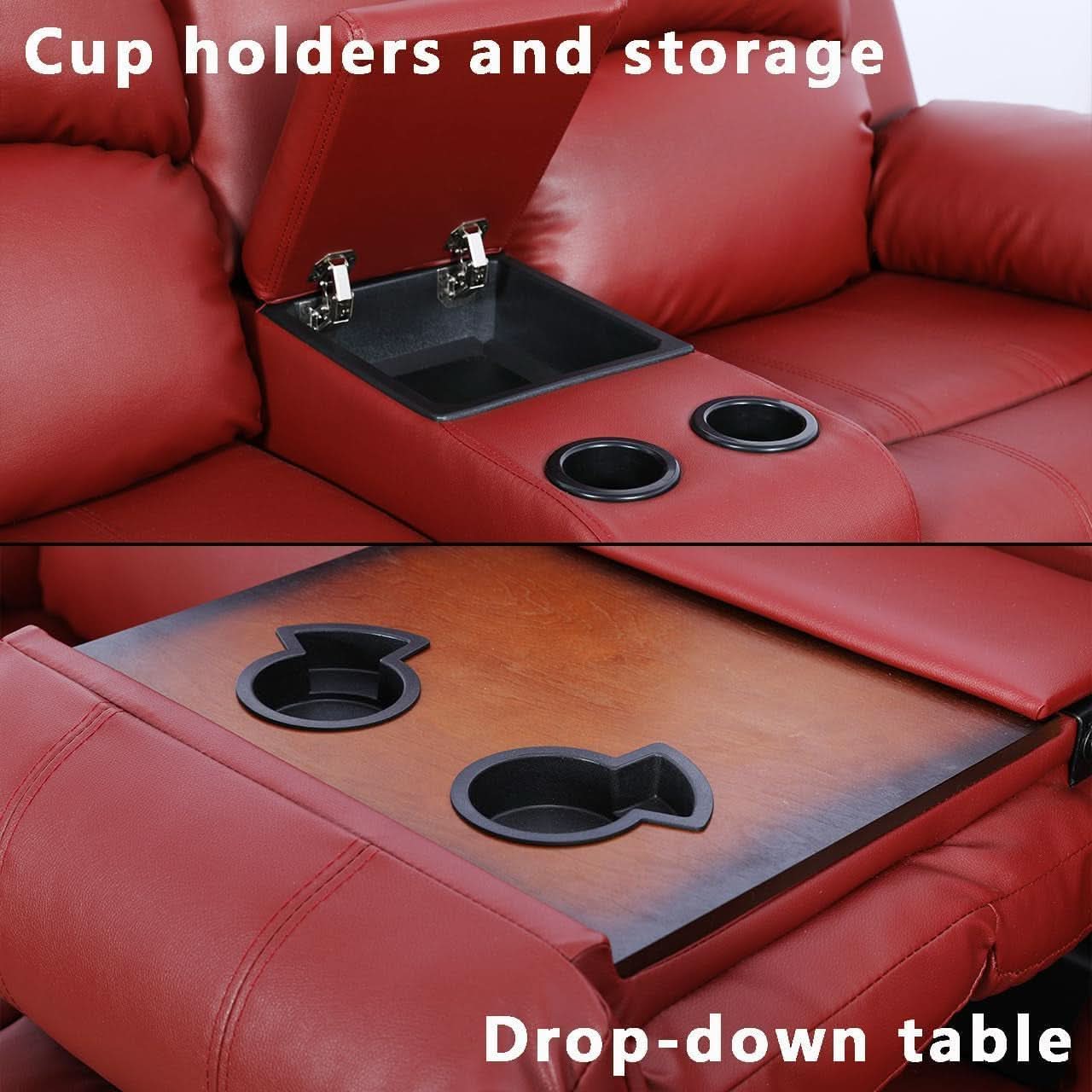 Bonded Leather Living Room Sofa And Loveseat Red Recliner