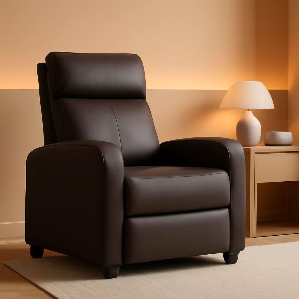Brown Leather Recliner Chair For Living Room Home Theater