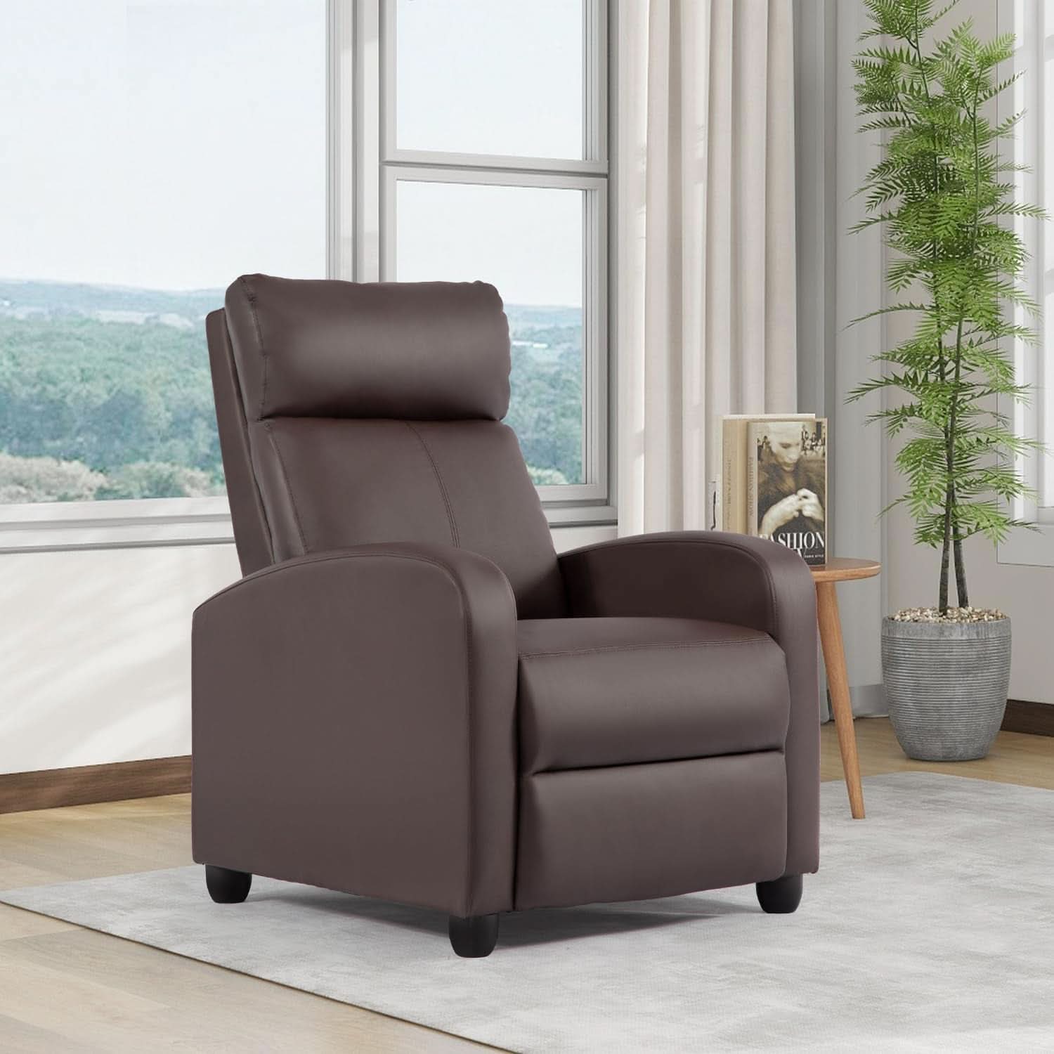 Brown Leather Recliner Chair For Living Room Home Theater